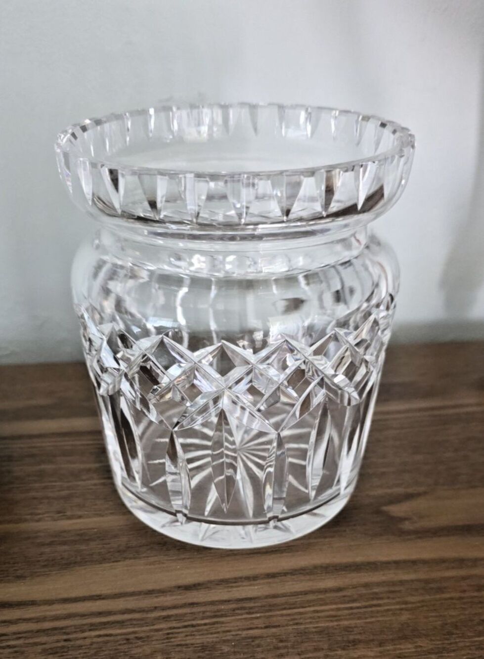 Waterford Biscuit Barrel Jar Stunning X-Cuts & Fans design 6 x 5”
